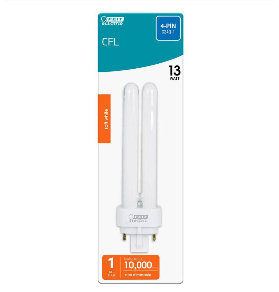 Twin Tube 4-Pin G24Q-1 Base Compact Fluorescent CFL 13-Watt