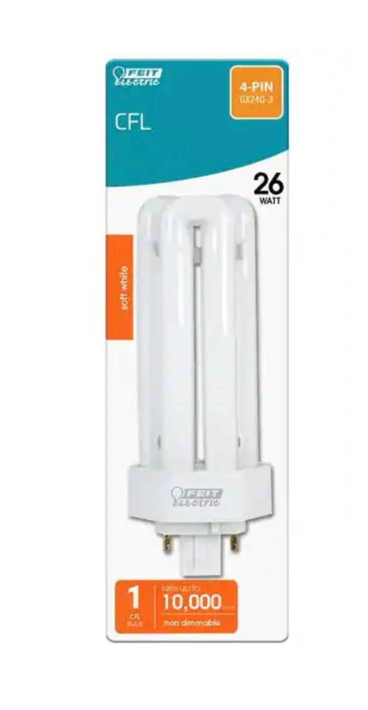 26-Watt  CFL Triple Tube 4-Pin GX24Q-3  Light Bulb, Cool White 4100K