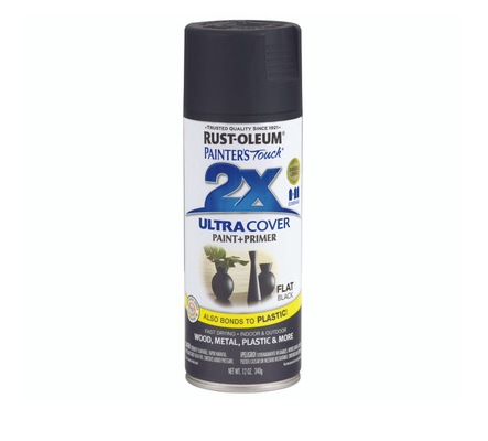 Painter's Touch 2X Spray Paint Flat Black 12-oz.