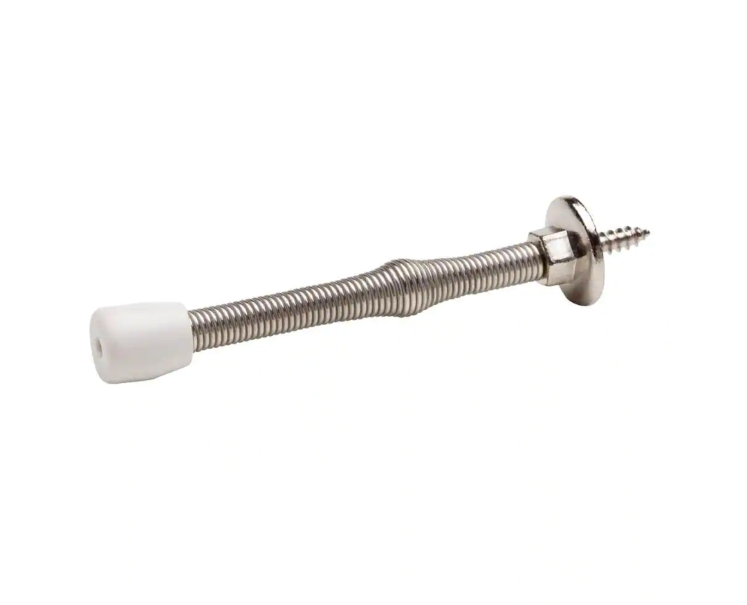 3 in. Satin Nickel Light Duty Spring Door Stop