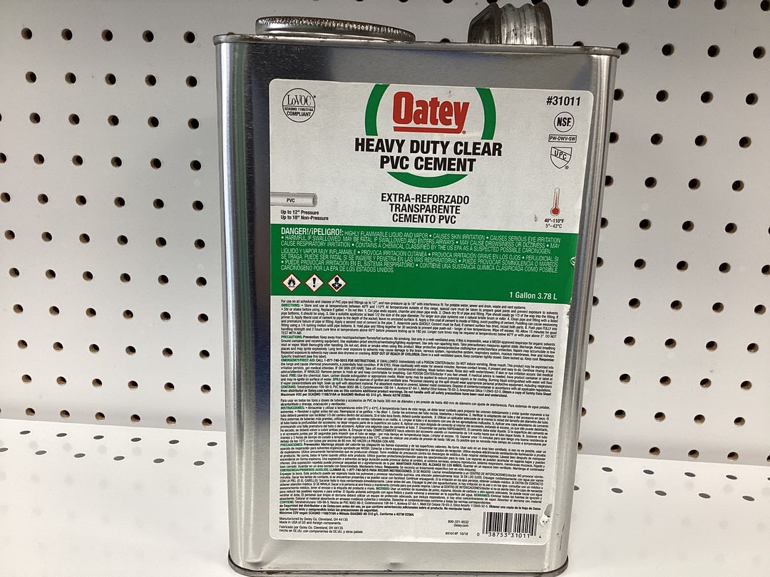 Oaety 1gal Heavy-D Clr PVC Cement