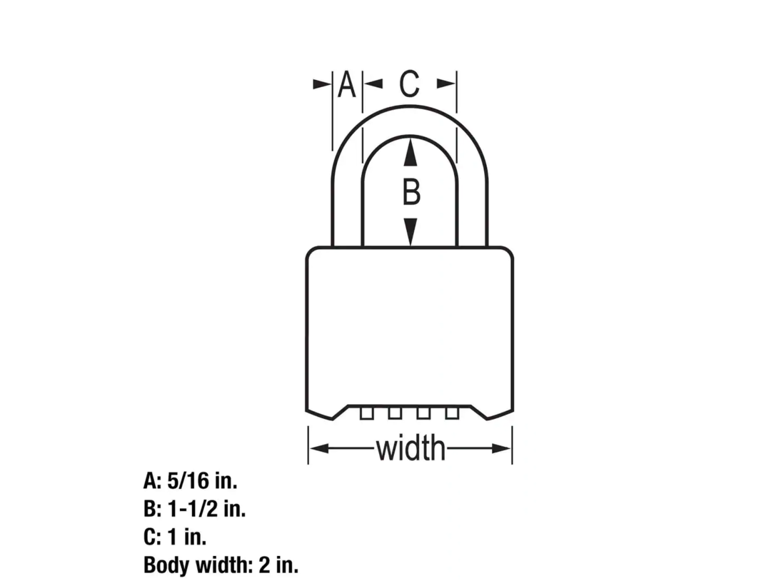 Outdoor Combination Lock, 1-1/2 in. Shackle, Resettable