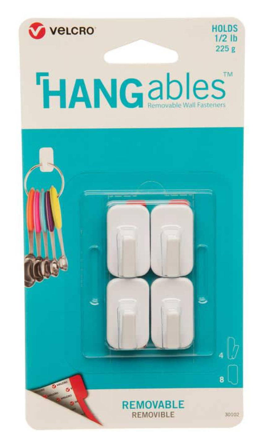 Hangables 4 White Velcro Hooks