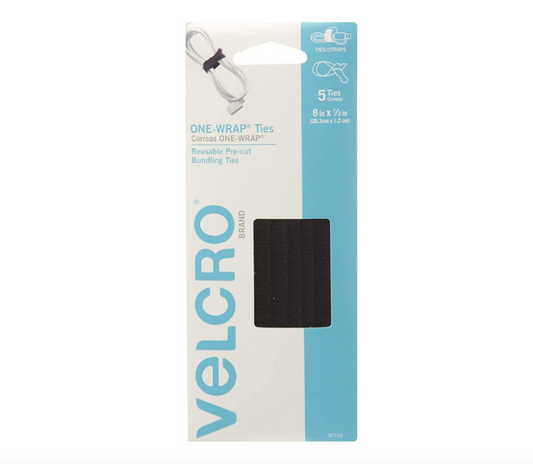 Velcro Black 8x1/2 One-Warp Ties