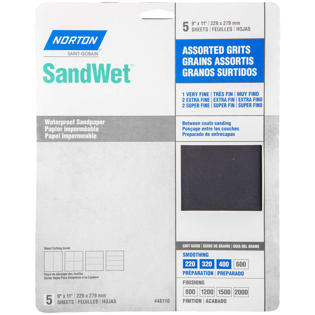 SandWet 11 in. L X 9 in. W Assorted Grit  Waterproof Sandpaper 5 pk