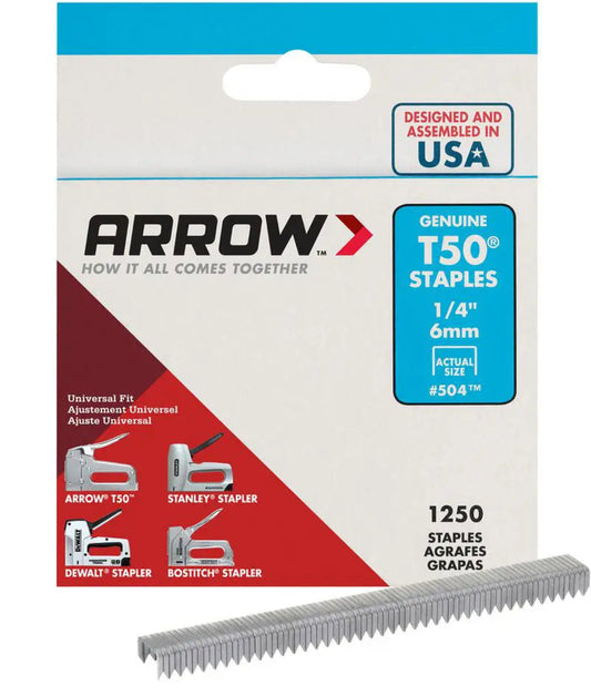 T50 1/4 in. Leg x 3/8 in. Crown Galvanized Steel Staples (1,250-Pack)