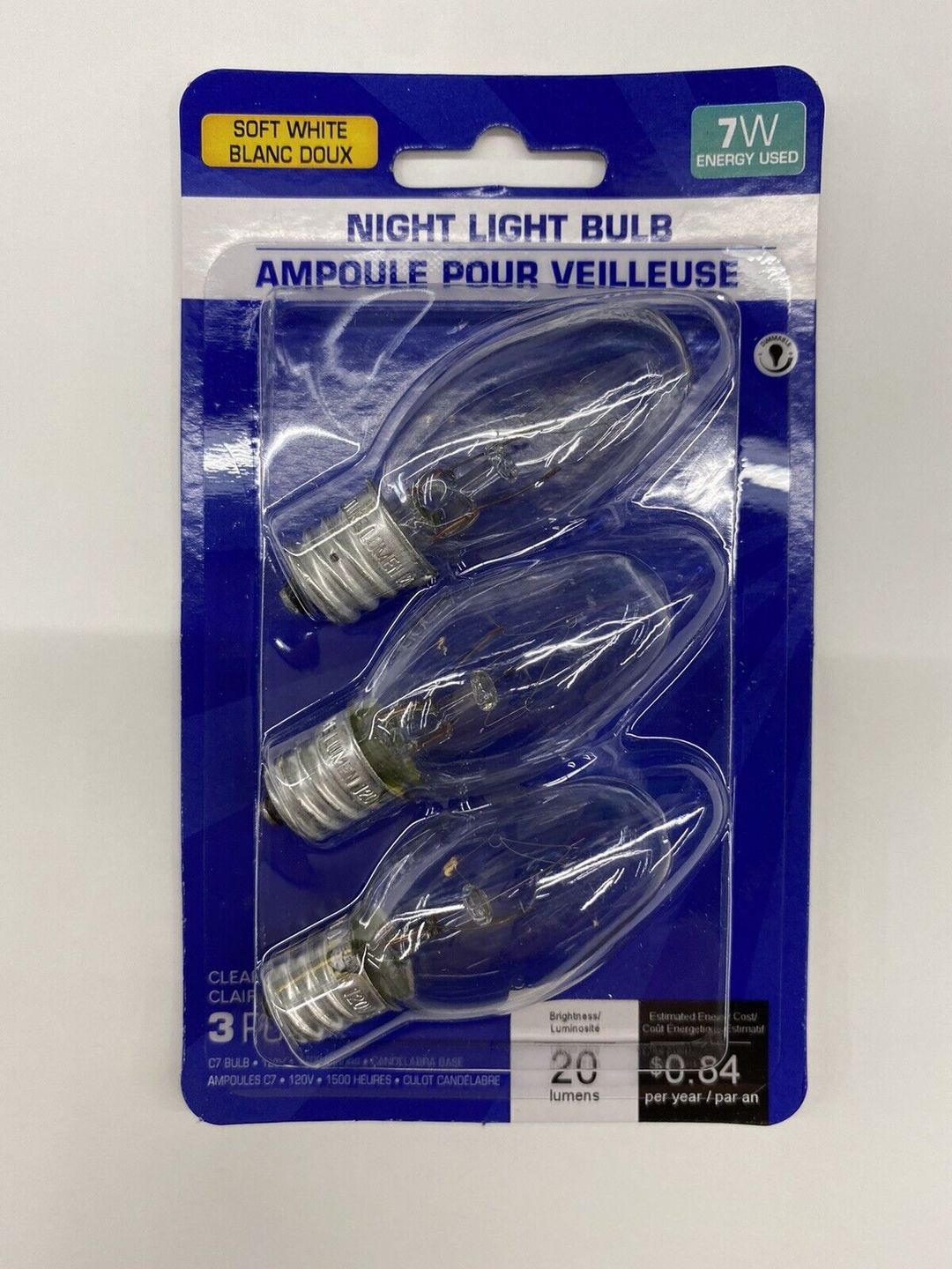 Sunbeam Night Light Bulb C7 Candelabra.