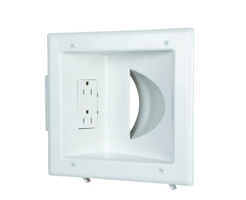 White 1-Gang 1-Decorator/Rocker/1-Duplex;Cable Pass-Through Wall Plate (1-Pack)