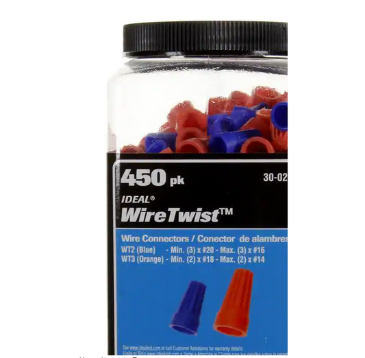 Wire Twist Conector 450 Pack Rd/Org