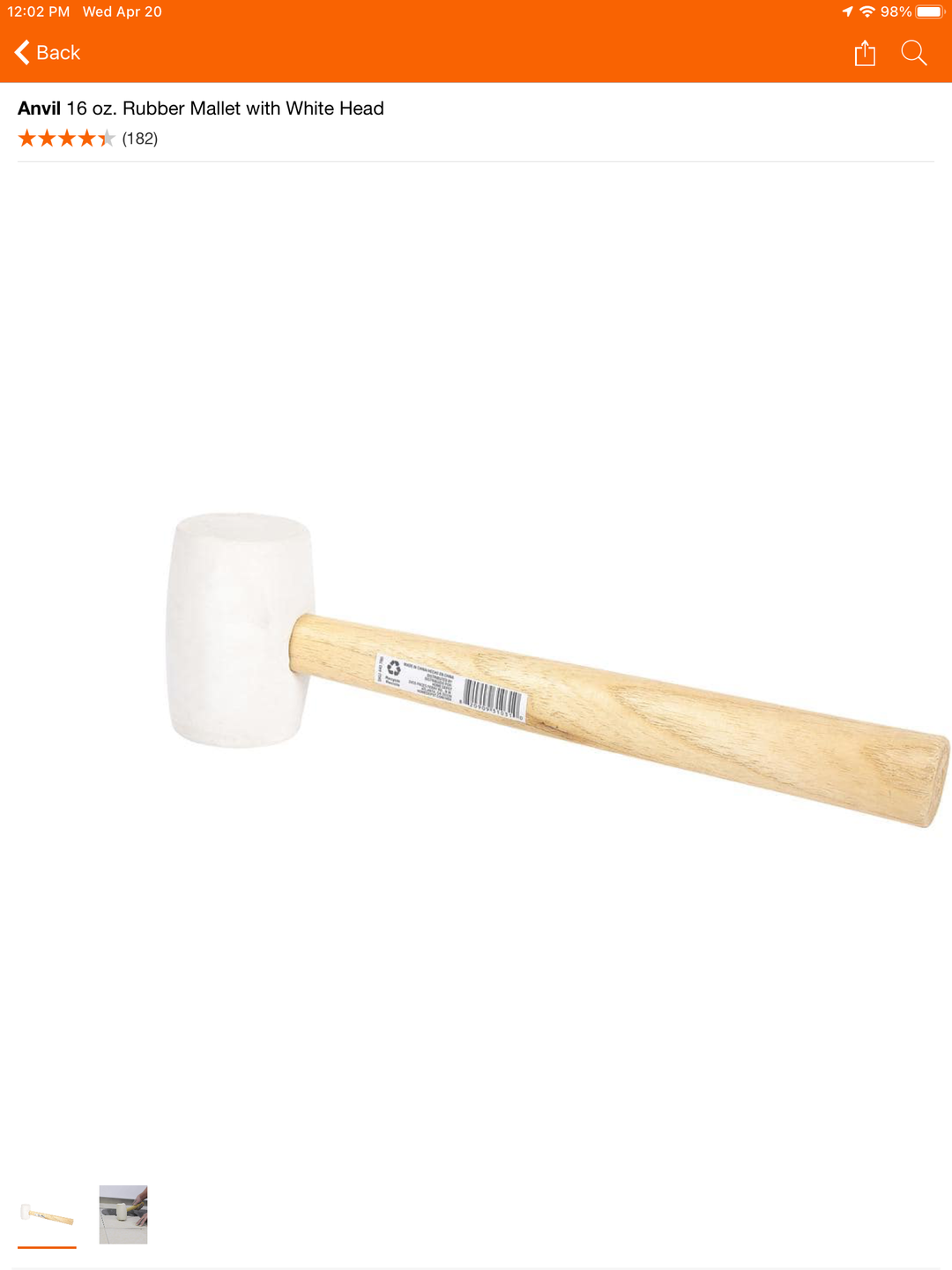 Rubber Mallet 16oz White Head