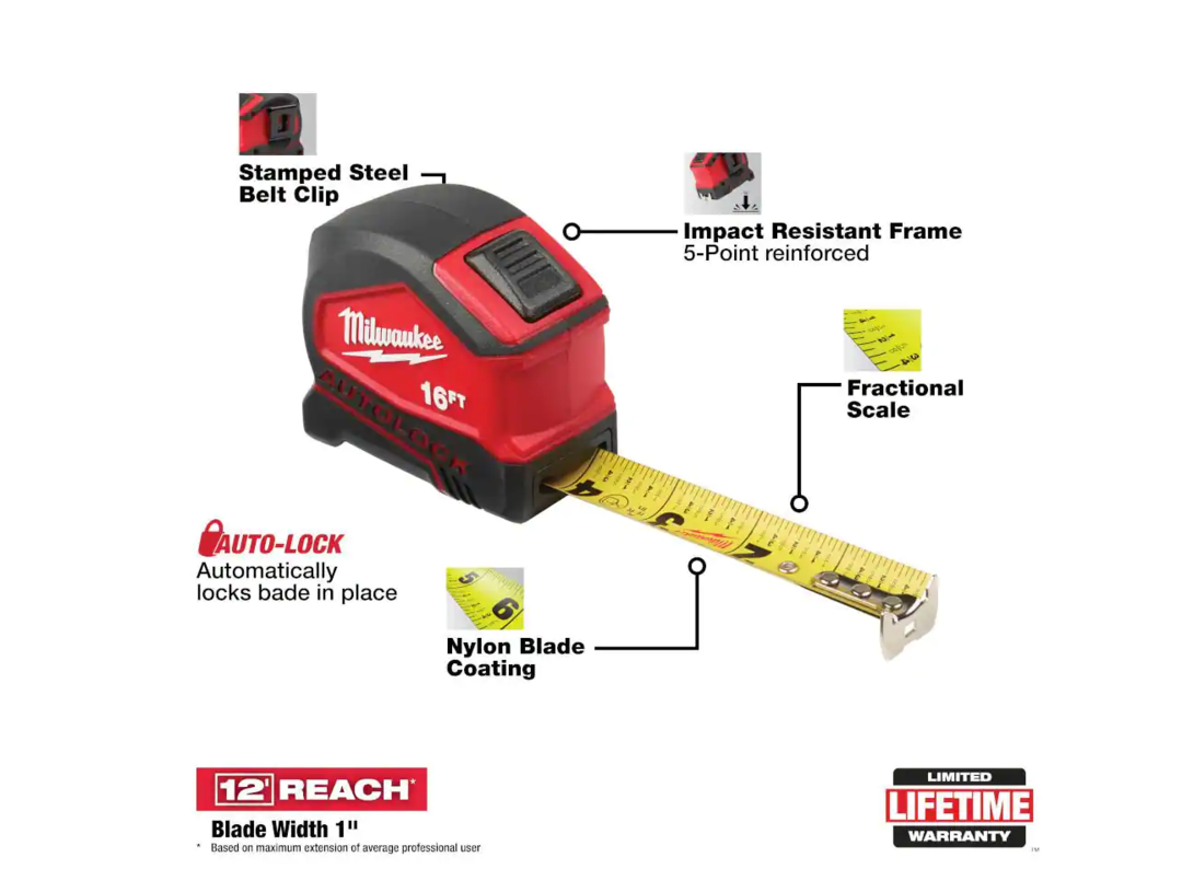 16 ft. Compact Auto Lock Tape Measure