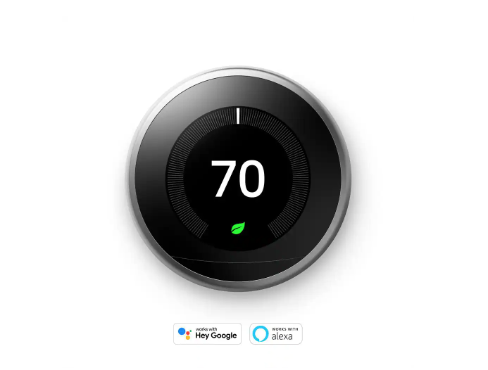 Nest Learning Thermostat - Smart Wi-Fi Thermostat - Stainless Steel