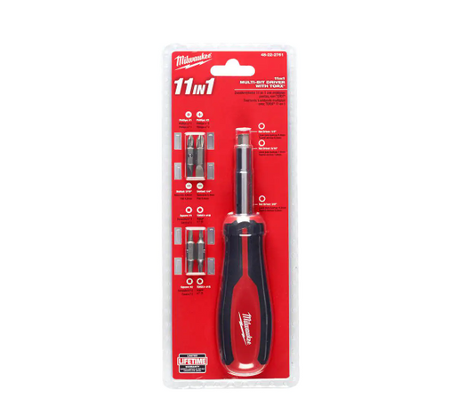 Milwaukee 11-in-1 Multi-Tip Screwdriver with Square Drive Bits