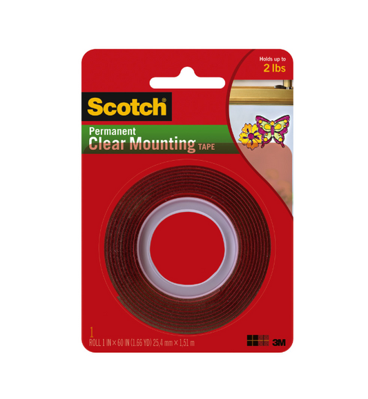 1 x 60-In. Heavy-Duty Mounting Tape Clear