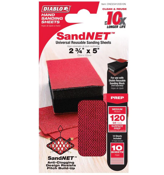 SandNet 120 Grit  2-3/4x 5 in (10 pack)