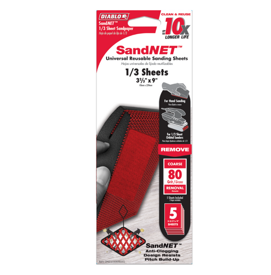 SandNet 80 Grit 1/3 Sheet  3-2/3x9 in (5 pack)