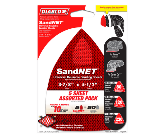 SandNet  Reusable Sanding Sheet 3-7/8 in. x 5-1/2 in.(5-Pack)