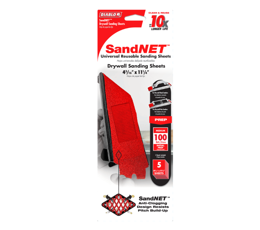 SandNet Universal Reusable Sanding Sheets  100 Grit 4-3/16 x 11-1/4 inc(5 pack)