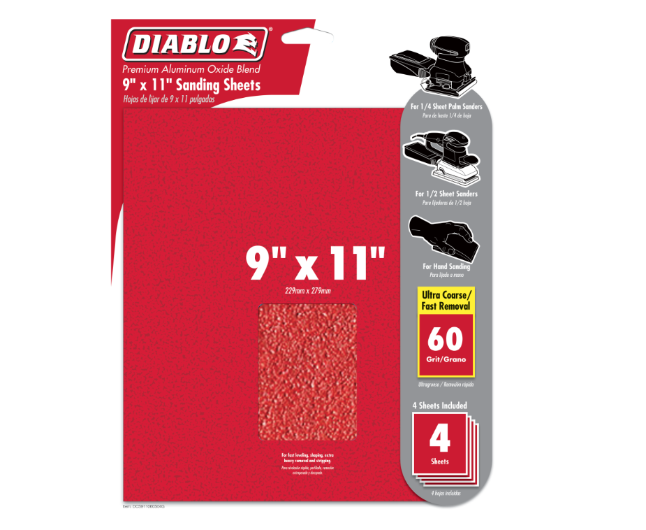 Sanding Sheet Diablo  9 x 11 in  60-Grit  (4-Pack)