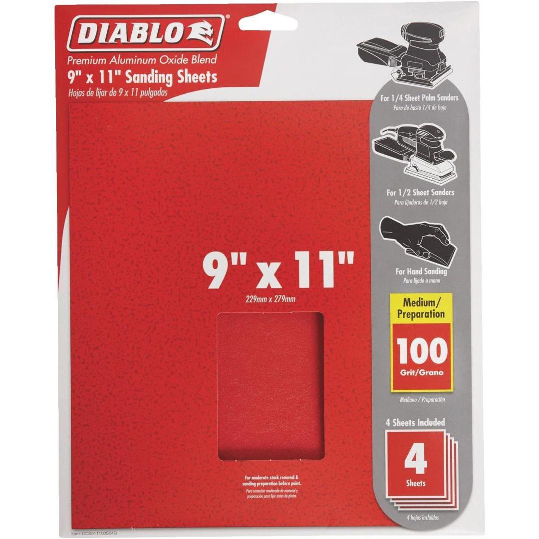 Sanding Sheet Diablo  9 x 11 in  100-Grit  (4-Pack)