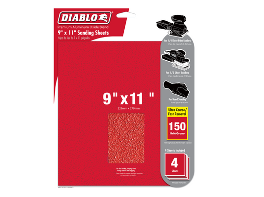 Sanding Sheet Diablo  9 x 11 in  150-Grit  (4-Pack)