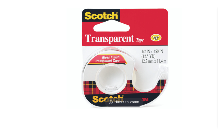 Transparent Tape + Dispenser, 1/2 x 450-In.