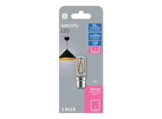 T4 BA15d LED Light Bulb Clear Filament Design 3-Watts 350 Lumens