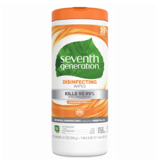 Seventh Disinfectant Wipes All Purpose Cleaning Lemongrass Citrus Disinfectant Cleaner 35 count