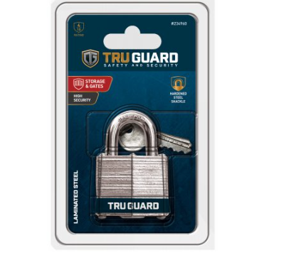 Tru Guard Keyed Padlock, Laminated Steel