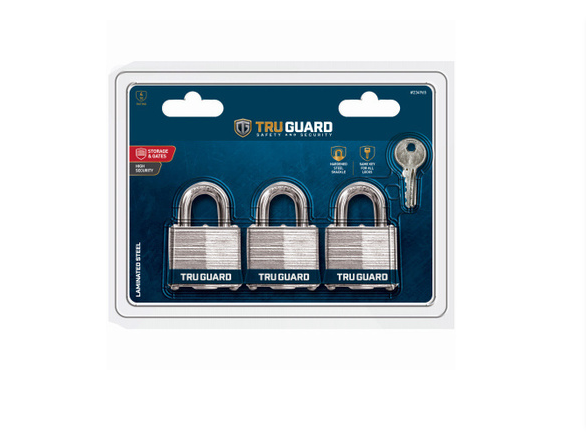 TruGuard Keyed-Alike Padlocks 1.5-In. 3-Pack