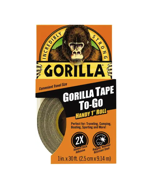 1" x 30' Black Gorilla Tape Duct Tape Handy Roll