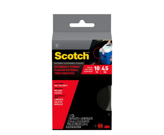 Scotch Extreme Fasteners, Black, 1-In. x 4-Ft