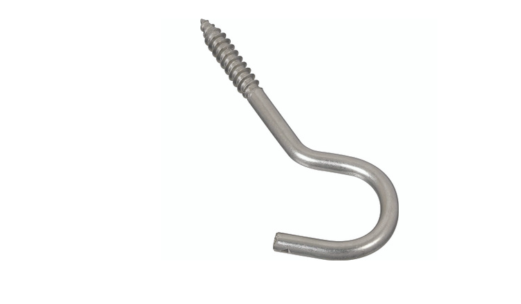 Screw Hook, Stainless Steel, 1/4 x 4-1/4-In.