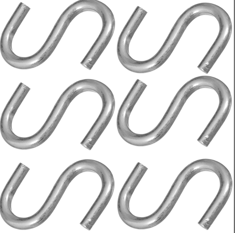 Open S Hook, Zinc-Plated Steel, 1-In. (6-Pk)