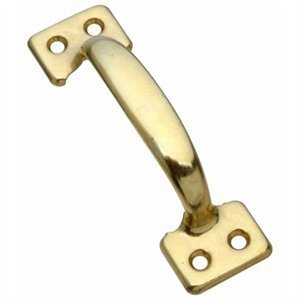 Window Sash Lift, Bar Type, Bright Brass Finish, 4-In.