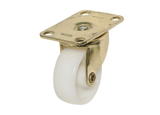 TG Plate  Caster, White With Brass Finish, 1-5/8-In.( 2-Pk)