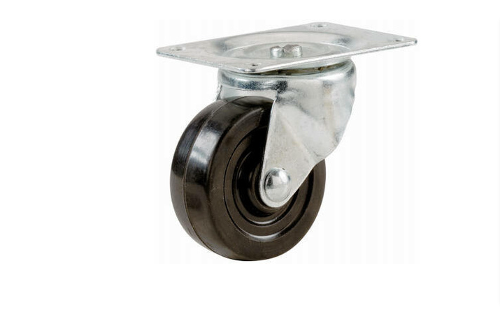 Rubber Wheel, Swivel Plate Caster, 2-In.