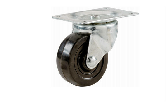 Rubber Wheel, Swivel Plate Caster, 2-In.