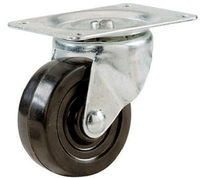 Swivel Plate Caster, Soft Rubber Wheel, 1-9/16-In.