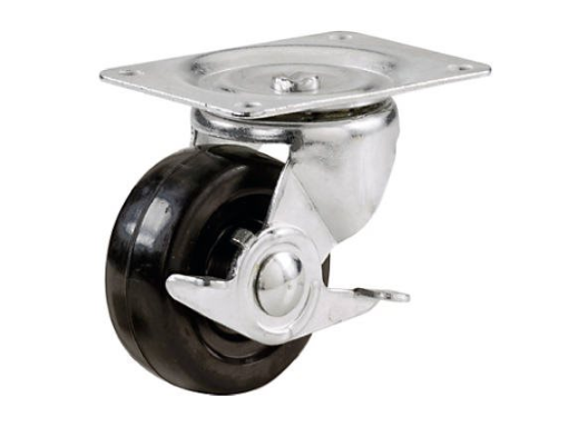 Swivel Plate Caster, Side Brake, Polypropylene , 2-In.