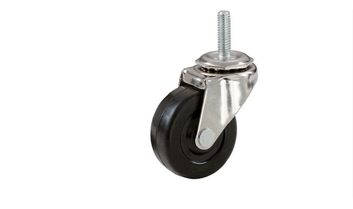 Rubber Wheel Caster, Threaded Stem, 2-In.