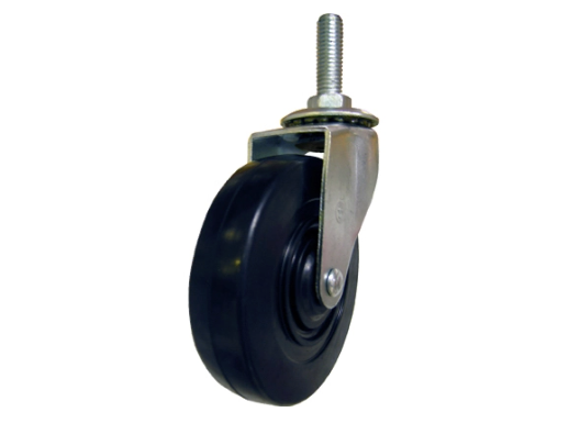 Rubber Wheel Caster, Threaded Stem, 4-In.