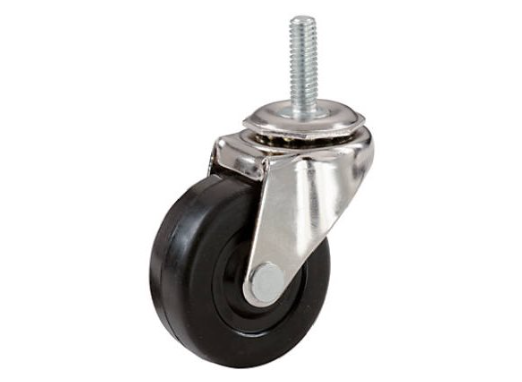 Rubber Wheel, Threaded Stem Caster, 3-In.