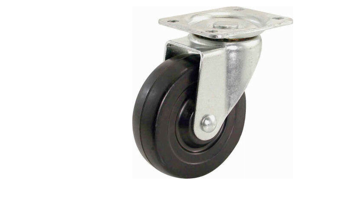 Rubber Wheel, Swivel Plate Caster, 4-In.