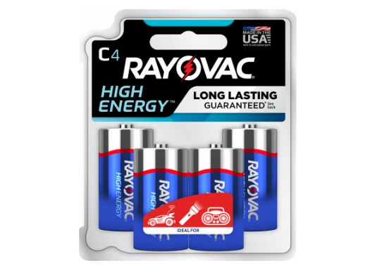 Rayovac High Energy Alkaline C Cell Batteries, 4 Pack