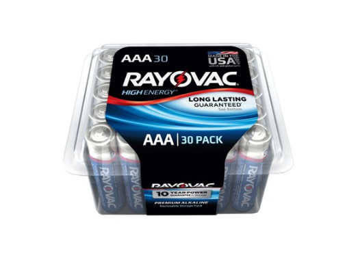 Rayovac High Energy (Triple A) Alkaline Batteries, 30 Pack