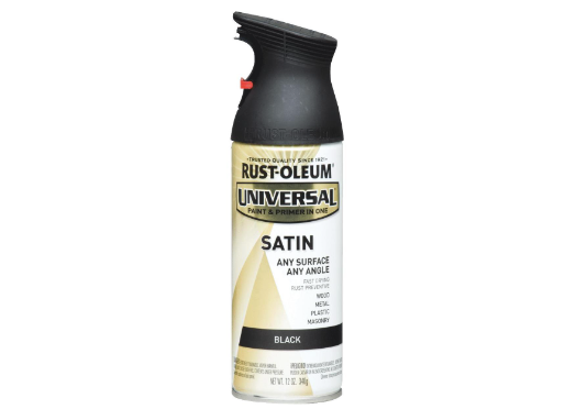 Universal Paint & Primer Satin Spray Paint, Black, 12-oz