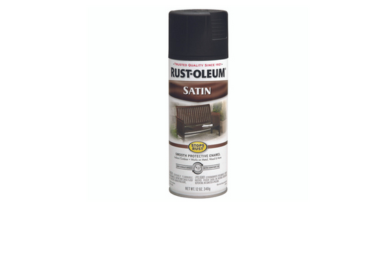 Stops Rust Spray Enamel, Black Satin, 12-oz.