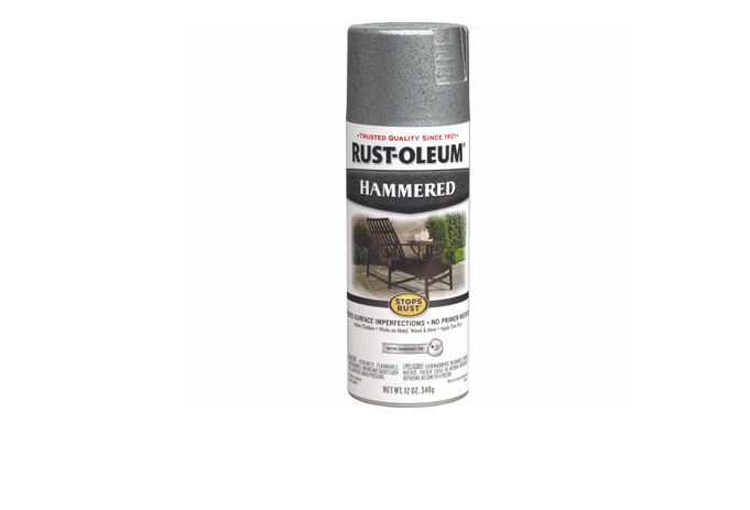 Stops Rust Spray Paint, Silver Hammered, 12-oz.