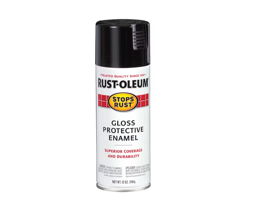 Stops Rust Spray Enamel, Black Gloss, 12-oz.